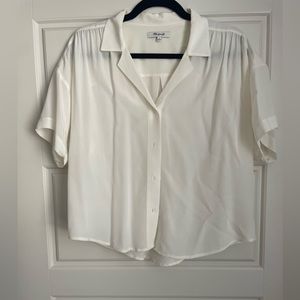 Madewell Cropped Silk White Button up